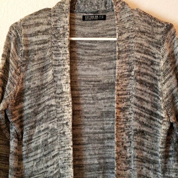 Cotton On Black/White Space-dyed Long Open Front Duster Cardigan Size S - Picture 3 of 6